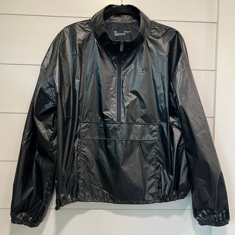 Under Armour WaterResistant Black Anorak Jacket Women Medium HalfZip Lightweight